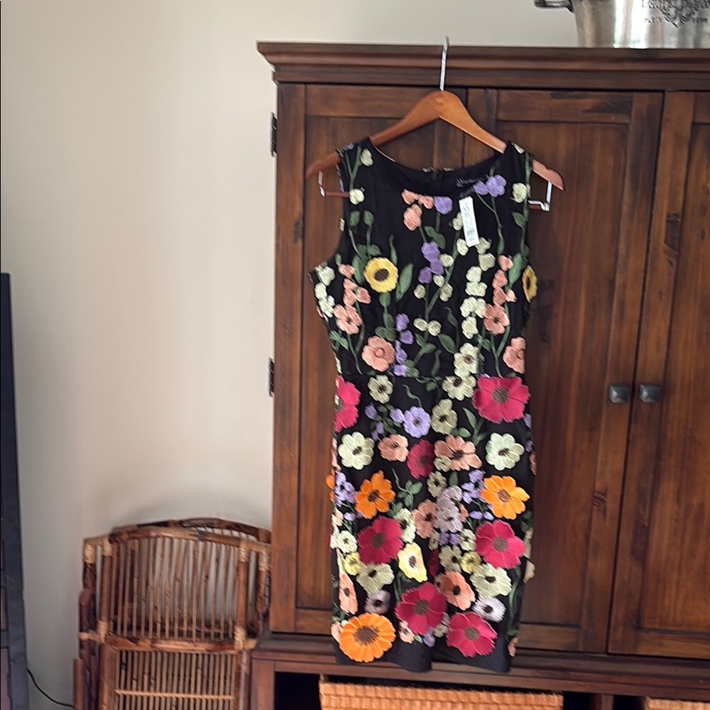 New York & Company Black Floral Midi Dress